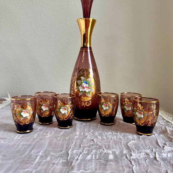 Murano Italian Decanter, Italian Glass, Vintage Barware, Italian Drinkware - Picture 9 of 10